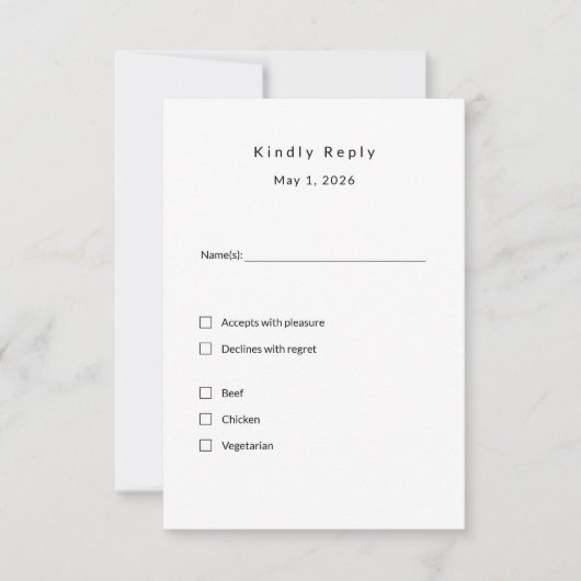 RSVP-Karte für Minimalistische Hochzeiten - Elegan RSVP Karte (Vorderseite)