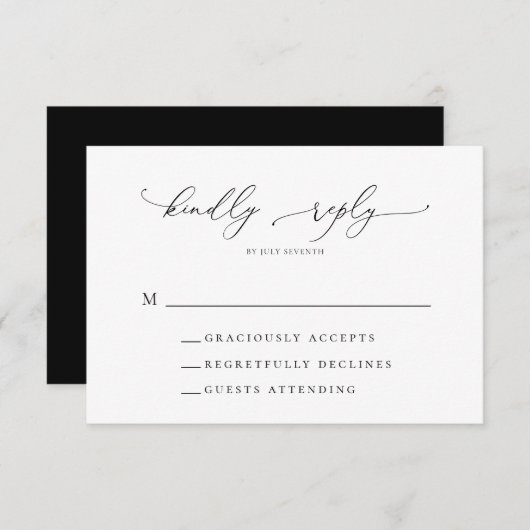 RSVP-Karte für Minimalistische Hochzeiten in Schwa RSVP Karte (Vorne/Hinten)