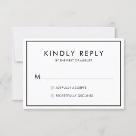 RSVP-Karte für Minimalistische Hochzeiten Schwarz/ RSVP Karte
