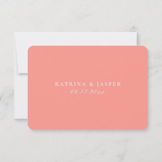 RSVP-Karte für Minimalistische Korallenrosa RSVP Karte (Rückseite)