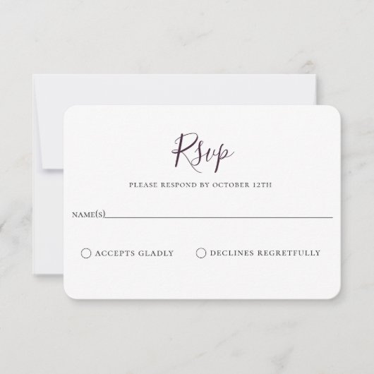 RSVP-Karte für Minimalistische Lila Hochzeit RSVP Karte (Vorderseite)