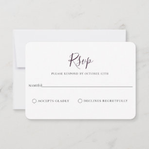 RSVP-Karte für Minimalistische Lila Hochzeit RSVP Karte