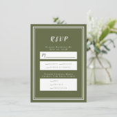 RSVP-Karte für Minimalistische Olive Green Wedding (Stehend Vorderseite)
