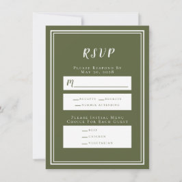 RSVP-Karte für Minimalistische Olive Green Wedding