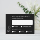 RSVP-Karte für Minimalistische Schwarz-Weiß-Gerich RSVP Karte (Stehend Vorderseite)