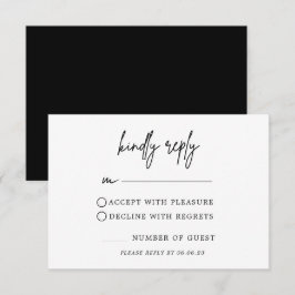 RSVP-Karte für Minimalistische Schwarz-Weiß-Hochze RSVP Karte