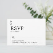 RSVP-Karte für Minimalistische Schwarz-Weiß-Hochze RSVP Karte (Stehend Vorderseite)