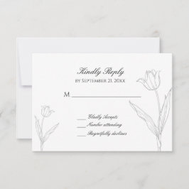 RSVP-Karte für Minimalistische Schwarz-Weiß-Tulip- RSVP Karte