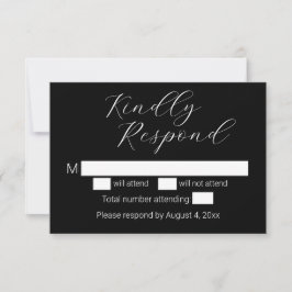 RSVP-Karte für Minimalistische Schwarze Hochzeit Dankeskarte