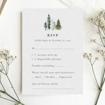 RSVP-Karte für Minimalistische Winterwaldhochzeit