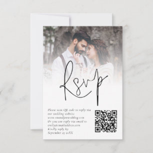 RSVP-Karte für Minimalistisches Foto-Overlay QR-Co Einladung