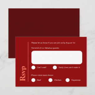 RSVP-Karte für Minimalistisches helles Rotes Mahl RSVP Karte