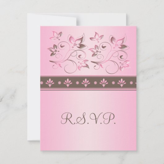 RSVP-Karte für Mocha und Rosa Flora RSVP Karte (Vorderseite)