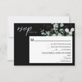 RSVP-Karte für moderne Greenery Black Wedding RSVP Karte (Vorderseite)