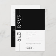 RSVP-Karte für moderne Hochzeiten in Schwarz und W