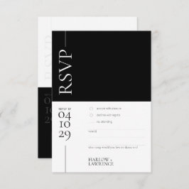 RSVP-Karte für moderne Hochzeiten in Schwarz und W RSVP Karte
