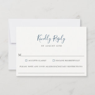 RSVP-Karte für Mute Navy Blue Wedding Food Allergy RSVP Karte