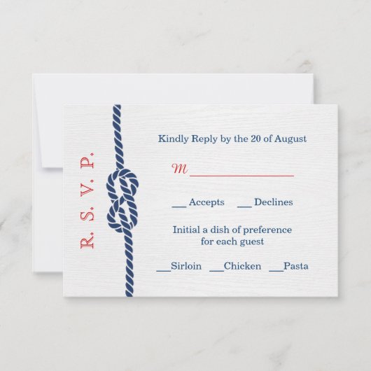RSVP-Karte für Nautic Knot Wedding RSVP Karte (Vorderseite)