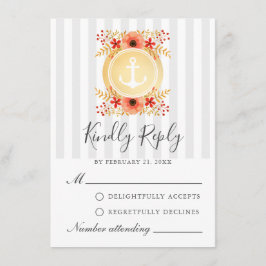 RSVP-Karte für nautische Aquarellgoldfarben Hinweiskarte