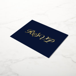 RSVP-Karte für Navy Blue Elegant Co-Starring Foil Folien Feiertagspostkarte