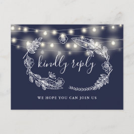 RSVP-Karte für Navy Blue Floral Song Einladungspostkarte