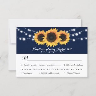 RSVP-Karte für Navy Blue und Sunflower - Auswahl RSVP Karte