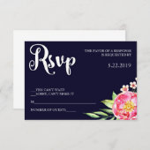 RSVP-Karte für Navy Blush RSVP Karte (Vorne/Hinten)