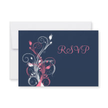 RSVP-Karte für Navy Pink White Floral
