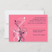 RSVP-Karte für Navy Pink White Floral Einladung (Rückseite)
