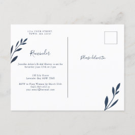 RSVP-Karte für Navy- und Rosa Foliage-Erinnerung Einladungspostkarte