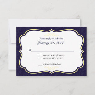 RSVP-Karte für Navy und Yellow Filigrel RSVP Karte