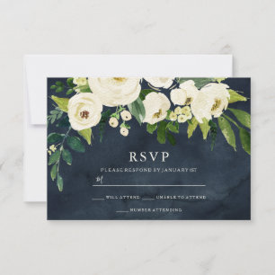 RSVP-Karte für Navy & White Blume Hochzeit Bridal RSVP Karte