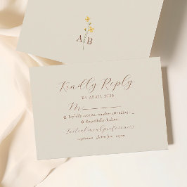 RSVP-Karte für neutrale Creme Floral Wedding RSVP Karte