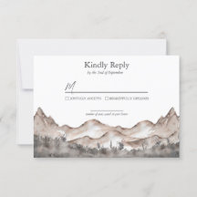 RSVP-Karte für neutrale Tone Mountain-Hochzeit