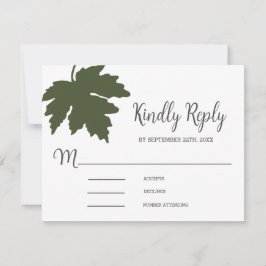 RSVP-Karte für Olive Green Autum Maple Leaf RSVP Karte