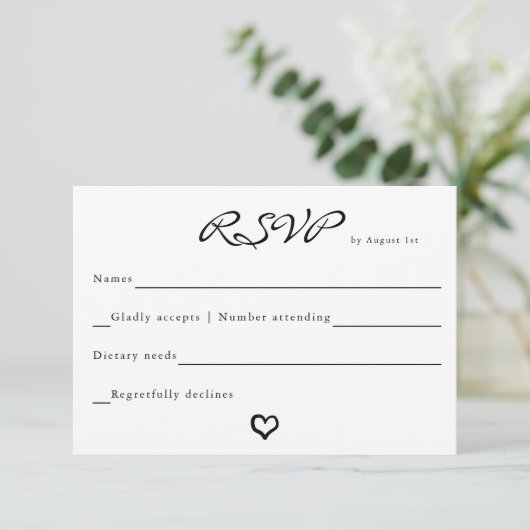 RSVP-Karte für Personalisierte Hochzeit (Stehend Vorderseite)