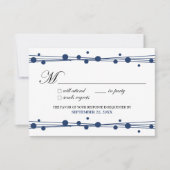 RSVP-Karte für Punkte und Strohhalme (weiß/navy) RSVP Karte (Vorderseite)