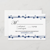 RSVP-Karte für Punkte und Strohhalme (weiß/navy) RSVP Karte (Vorne/Hinten)