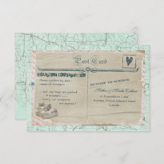 RSVP-Karte für Reisefälle Party RSVP Karte (Vorne/Hinten)