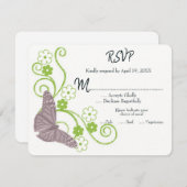 RSVP-Karte für Rosa Butterfly-Blumenzwiebeln RSVP Karte (Vorne/Hinten)