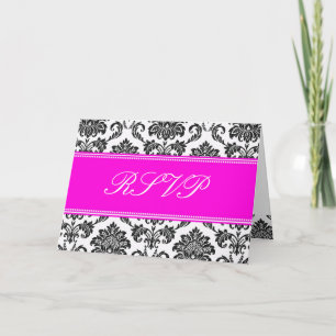 RSVP-Karte für rosa Damaske Einladung