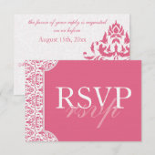 RSVP-Karte für rosa Damaske RSVP Karte (Vorne/Hinten)