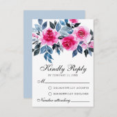 RSVP-Karte für rosa Roses Watercolor Botanische Ho Hinweiskarte (Vorne/Hinten)