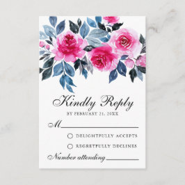 RSVP-Karte für rosa Roses Watercolor Botanische Ho Hinweiskarte