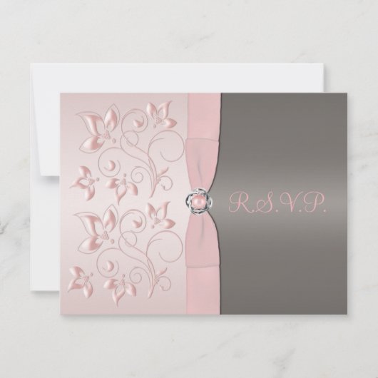 RSVP-Karte für Rosa und Grau RSVP Karte (Vorderseite)