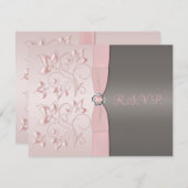 RSVP-Karte für Rosa und Grau RSVP Karte (Vorne/Hinten)