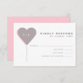 RSVP-Karte für rosa und graue Zweihörer-Balloons RSVP Karte (Vorne/Hinten)