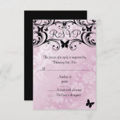 RSVP-Karte für Rosa und Schwarze Butterfly & Blume RSVP Karte (Vorne/Hinten)