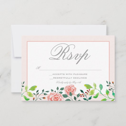 RSVP-Karte für Rosa und Weiße Rosen RSVP Karte (Vorderseite)