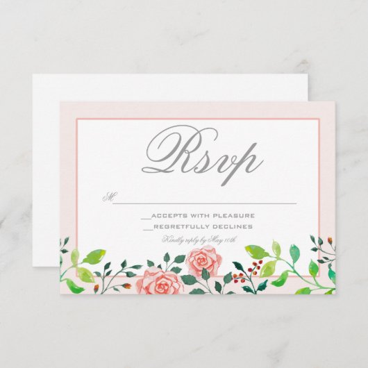 RSVP-Karte für Rosa und Weiße Rosen RSVP Karte (Vorne/Hinten)